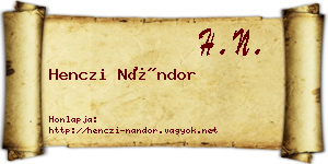 Henczi Nándor névjegykártya